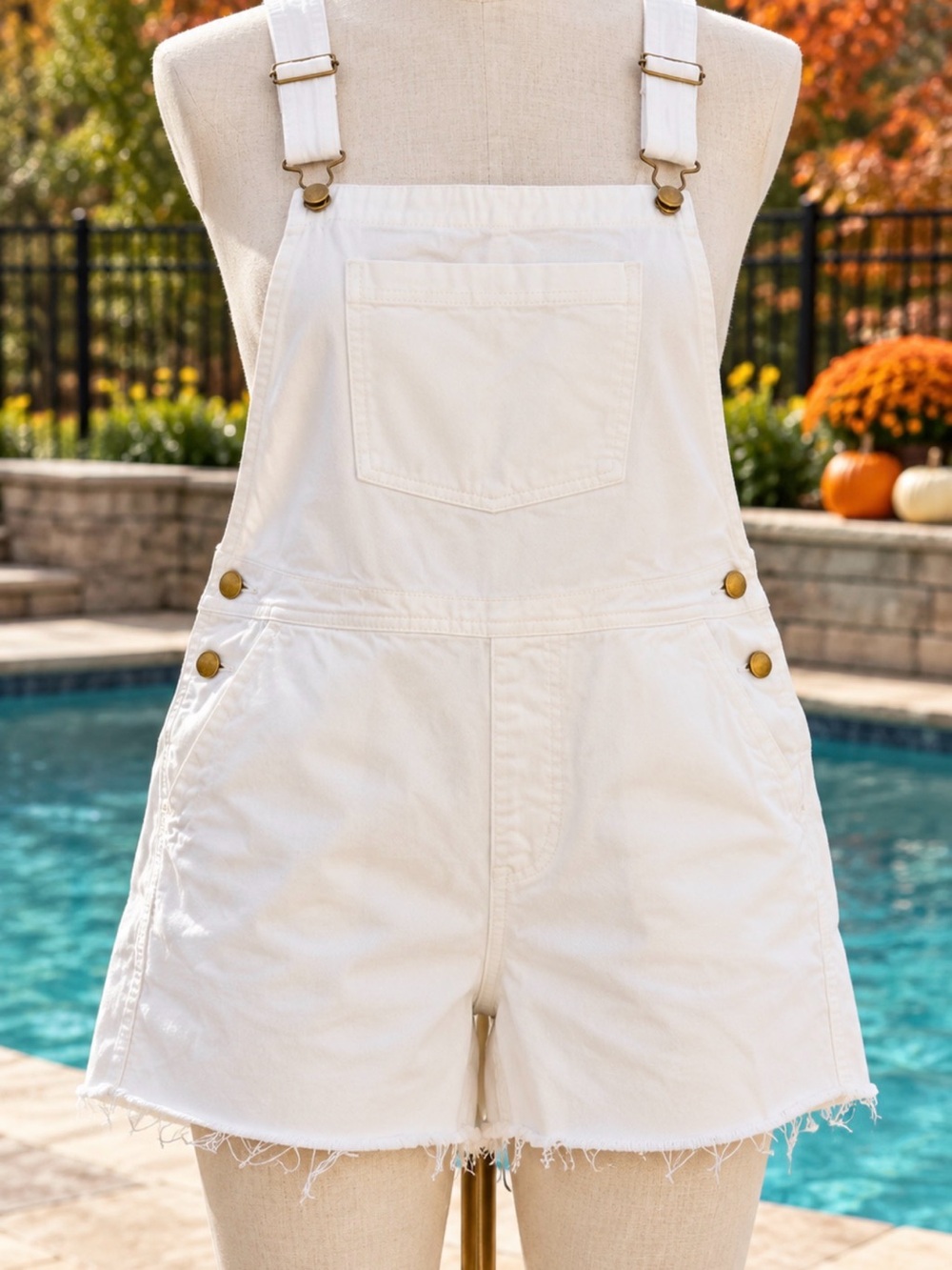Target White Denim Short Overalls